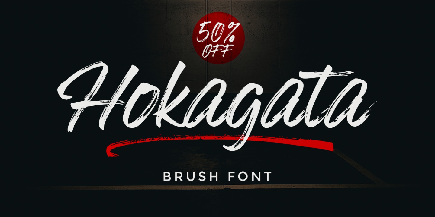 Beispiel einer Hokagata Brush Swash-Schriftart